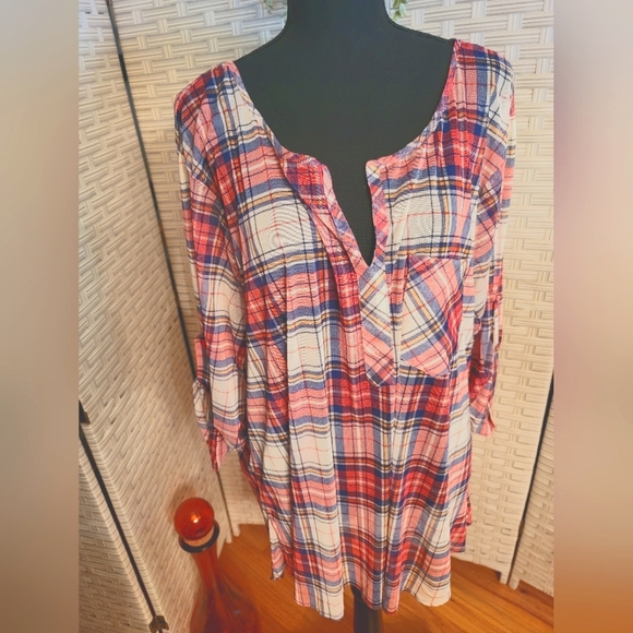 💥Eden and Olivia 3x sheer plaid shirt - Picture 1 of 5